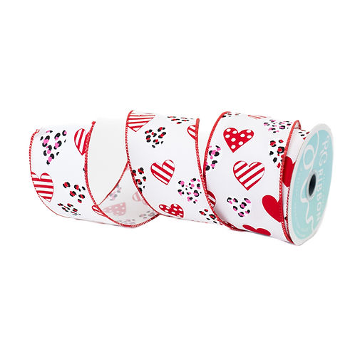 RIBBON 2.5" X 10YDS HEARTS ( 2 COLORS )