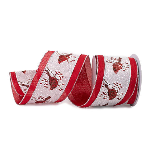 RIBBON 4" X 10YDS CARDINAL ON SILVER AND RED