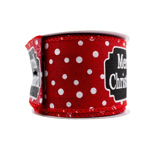 RIBBON 2.5X10YDS MERRY CHRISTMAS RED