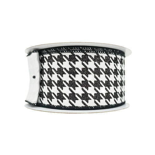 RIBBON GLITTER HOUNDSTOOTH WITH BLACK AND WHITE (2 SIZES)