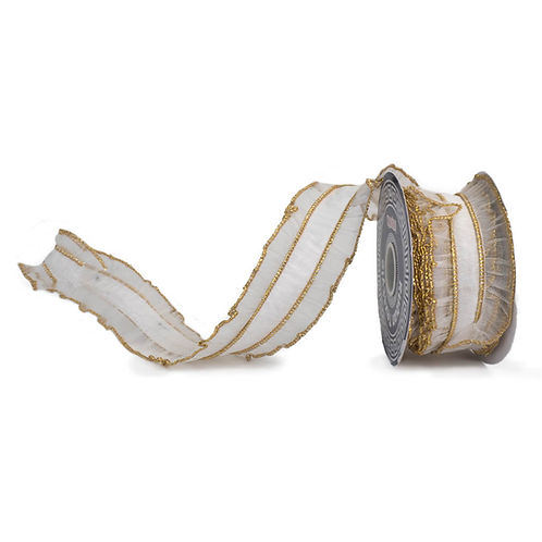 RIBBON 2.5" X 10YDS DUPION SHEER WHITE