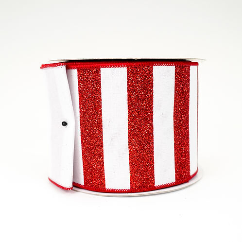 RIBBON GLITTER HORIZONTAL STRIPES 4X10YDS RED