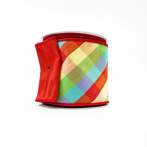 RIBBON CHECK PLAID RED, BLUE, GREEN,AND YELLOW (2 SIZES)