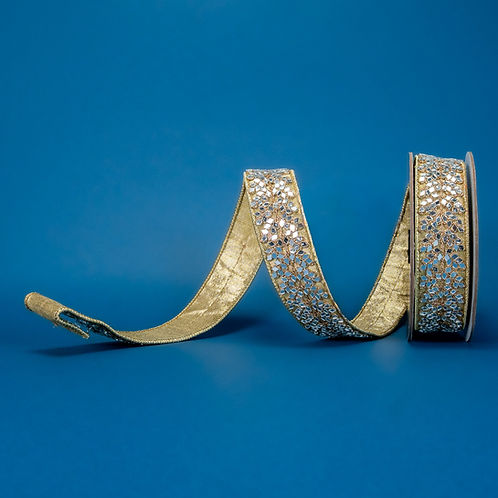 RIBBON 1.5" X 5YDS CRYSTAL TRIM ( 2 COLORS )