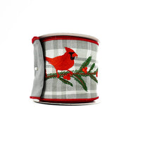 RIBBON PLAID CARDINAL 4X10YDS SILVER AND RED