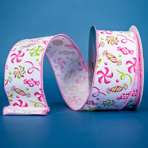 RIBBON 2.5" X 10YDS SWIRLING SWEETS LIGHT PINK