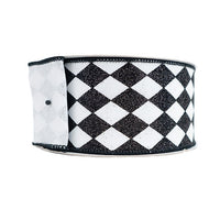 RIBBON GLITTER JESTER DIAMONDS BLACK AND WHITE ( 2 SIZES )