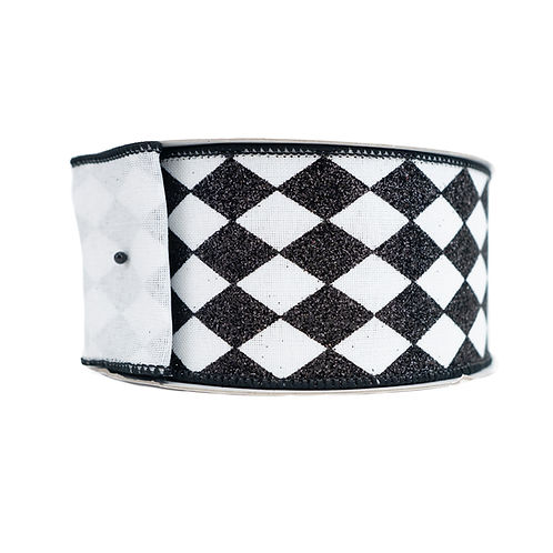 RIBBON GLITTER JESTER DIAMONDS BLACK AND WHITE ( 2 SIZES )