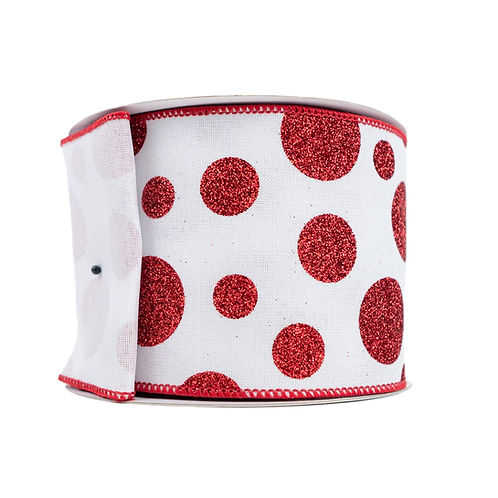RIBBON GLITTER RANDOM DOTS RED (2 SIZES)