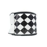RIBBON VELVET DIAMOND 4X10YDS WHITE AND BLACK