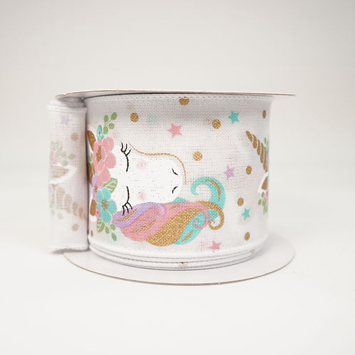 RIBBON 2.5X10YDS UNICORN PRINT