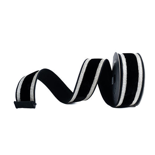 RIBBON PLEATED BORDERS BLACK AND PLATINUM ( 2 SIZES )
