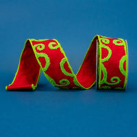 RIBBON TERRYCLOTH SWIRLS RED AND GREEN ( 2 SIZES )