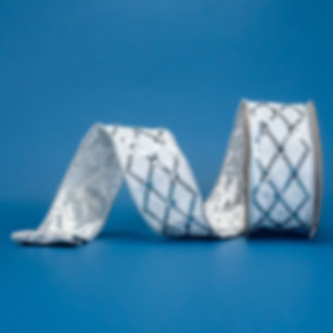 RIBBON SEQUIN DIAMOND WHITE AND SILVER ( 2 SIZES )