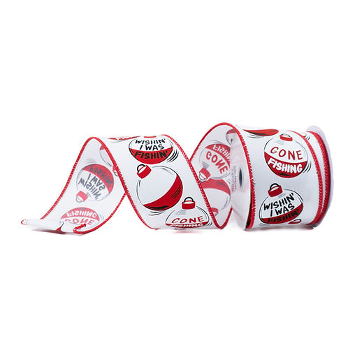RIBBON 2.5" X 10YDS FISHING BOBBERS WHITE AND RED
