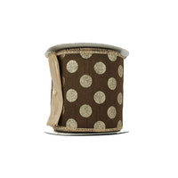 RIBBON GLITTER DOTS 4X10YDS BROWN AND GOLD