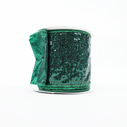 RIBBON SEQUIN EMBROIDERY 4X10YDS GREEN