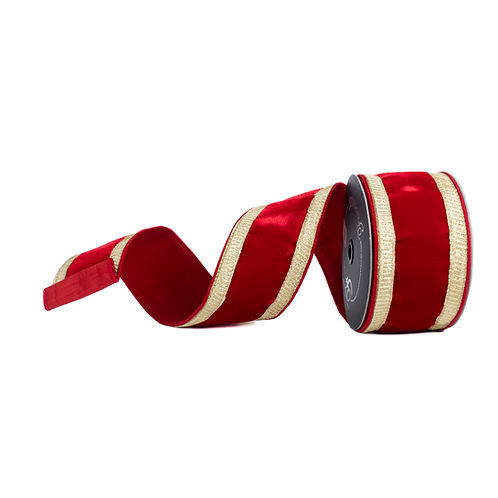 RIBBON PLEATED BORDER RED AND GOLD ( 2 SIZES )