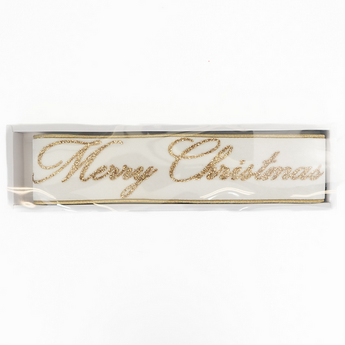 RIBBON MERRY CHRISTMAS BANNER WHITE ( 2 SIZES)