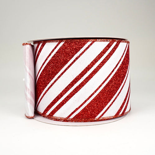 RIBBON CANDY CANE WITH RED STRIPES 4X10YDS