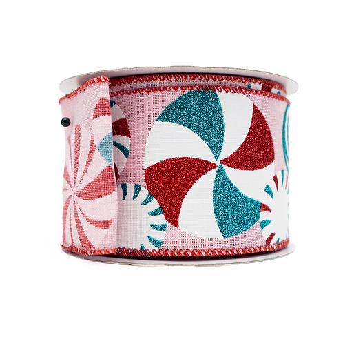 RIBBON 2.5" X 10YDS PEPPERMINT PINK