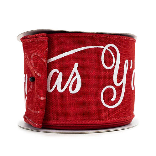 RIBBON 2.5" X 10YDS MERRY CHRISTMAS RED AND WHITE