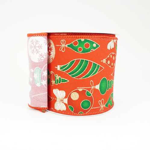 RIB 4X10YDS HANGING ORNAMENTS RED