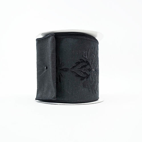 RIBBON DAMASK DUPIONI 4X10YDS BLACK