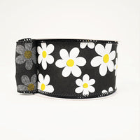 RIBBON 2.5X10YDS DAISY FLOWER BLACK WHITE