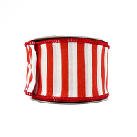 RIBBON STRIPES 2.5X10YDS RED AND WHITE