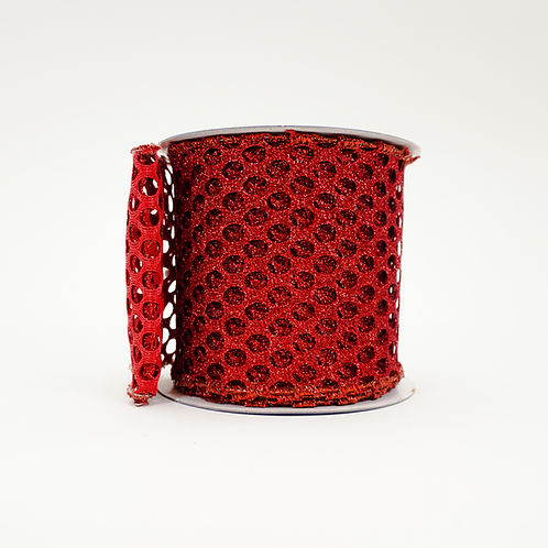 RIBBON OVAL GLITTER RED (2 SIZES)