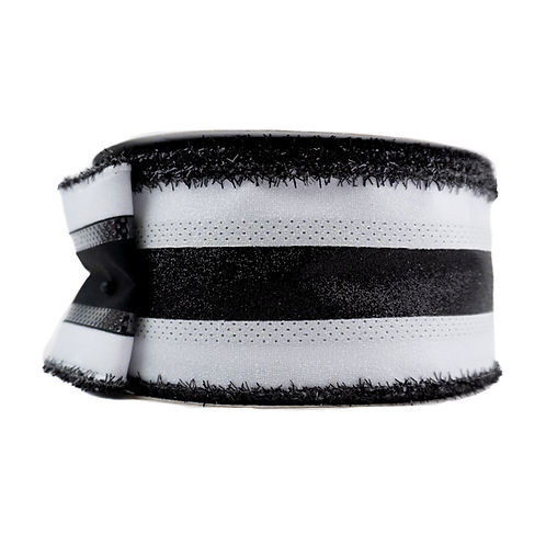 RIBBON 2.5" X 10YDS 3-IN-1 SHIMMER GLITTER WITH TINSEL WHITE AND BLACK