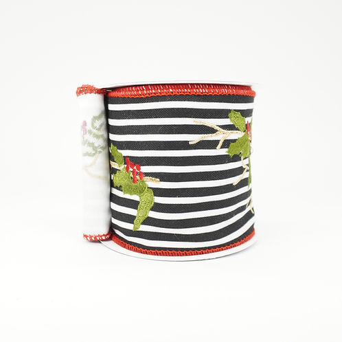 RIBBON CARDINAL ON STRIPE 4X5YDS