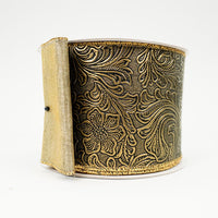 RIBBON METTALIC ACANTHUS 4X10YDS GOLD AND BLACK
