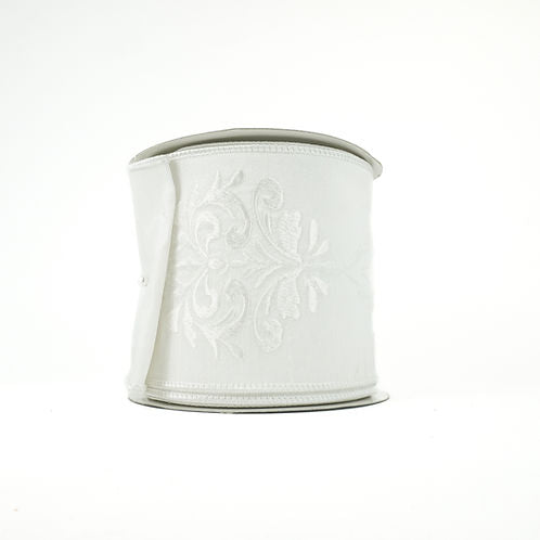 RIBBON DAMASK DUPIONI 4X10YDS WHITE