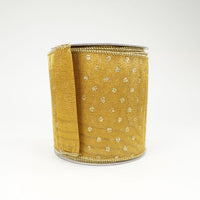 RIBBON 4X10YDS GOLD SHEER WITH GOLD DOTS