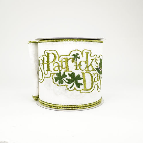 RIBBON 4X10YDS ST. PATRICK DAY GREEN EDGE