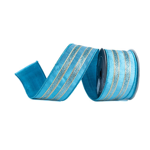 RIBBON 2.5" X 10YDS FROSTY STRIPES DUSTY BLUE