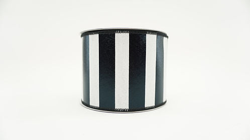 RIBBON 4" X 10YDS HORIZONTAL STRIPE BLACK AND WHITE