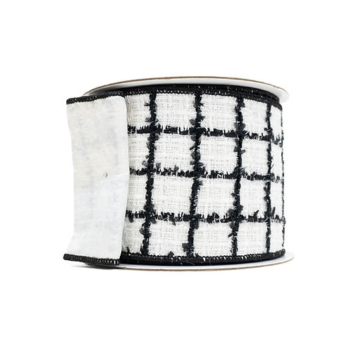 RIBBON 4" X 10YDS ELEGANT NOIR BLACK AND WHITE