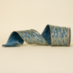 RIBBON 4" X 5YDS SPARKLING SPRIGS STEEL BLUE