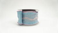 RIBBON 2.5X5YDS SKY BLUE WITH PINK BEADS