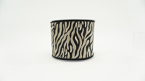 RIBBON GLITZY ZEBRA 4X10 BLACK,GOLD