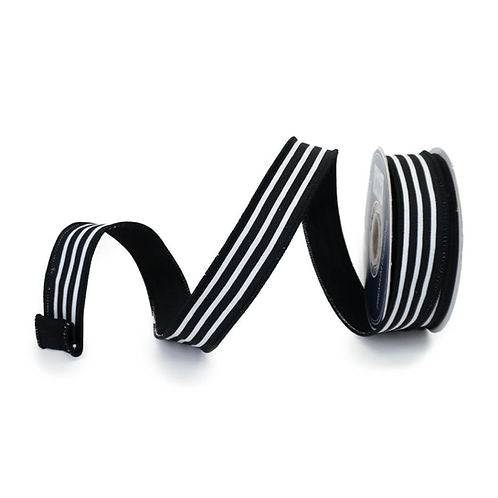 RIBBON DUPION STRIPES BLACK ( 2 SIZES)