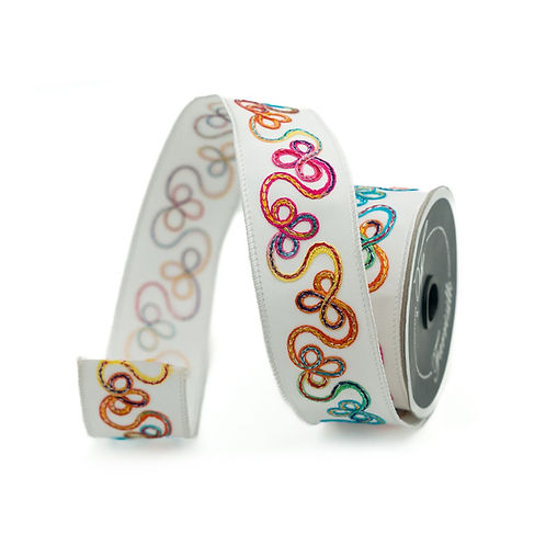 RIBBON WHIMSY WHITE AND MULTICOLOR ( 2 SIZES )