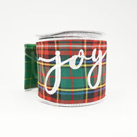 RIBBON 4X10YDS PLAID WITH JOY