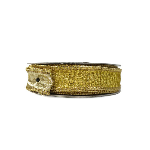 RIBBON 1" X 10YDS PLEATED METALLIC BRIGHT GOLD