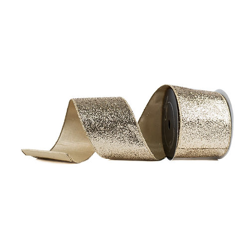 RIBBON 4" X 10YDS GLITTER MAGIC LIGHT GOLD