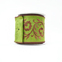 RIBBON ACANTHUS EMBROIDERY 4X10YDS BROWN AND GREEN