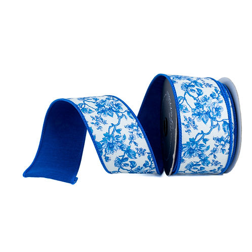 RIBBON BLOSSOM TOILE ROYAL BLUE ( 2 SIZES )
